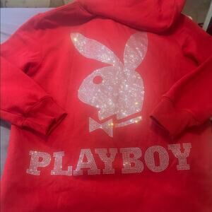 PLAYBOY HOODY NEW SPARKLING GALORE Front/Back HALLOWEEN READY RED OVERSIZED LG